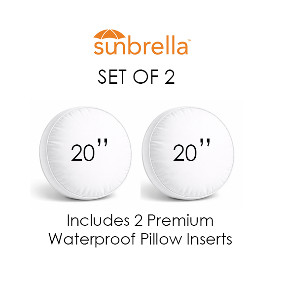 SET OF 2 20" Boxed Round - 3" Thick Box - Sunbrella® Outdoor Pillows