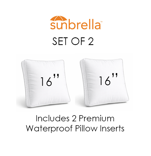 SET OF 2 16" Boxed Square - 3" Thick Box - Sunbrella® Outdoor Pillows