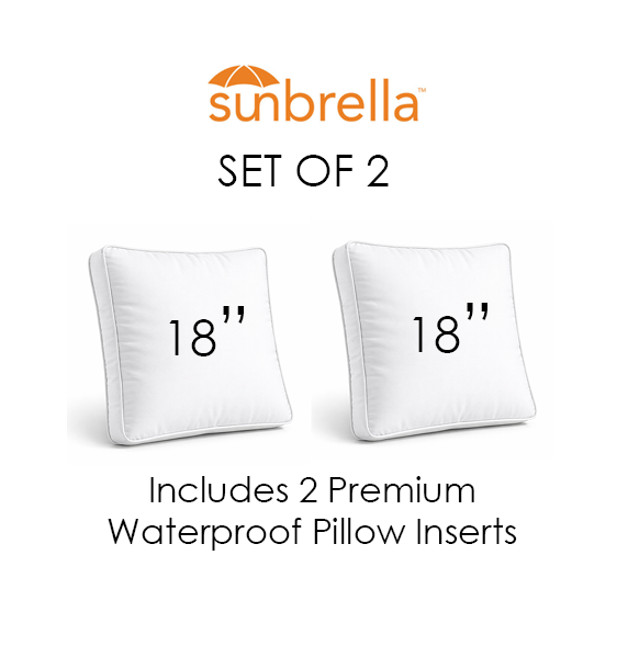 SET OF 2 18" Boxed Square - 3" Thick Box - Sunbrella® Outdoor Pillows