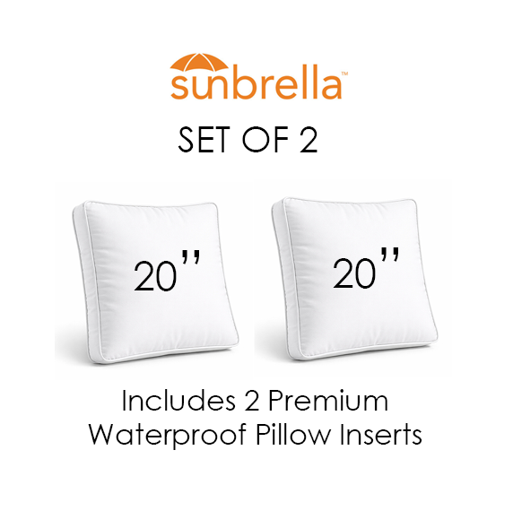 SET OF 2 20" Boxed Square - 3" Thick Box - Sunbrella® Outdoor Pillows