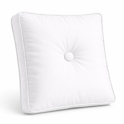 Boxed Square Outdoor Pillow with a covered button