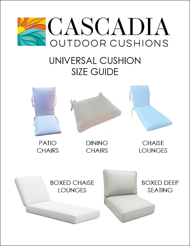 Size guide for universal outdoor cushions